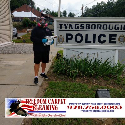 Disinfecting the police station in Tyngsboro